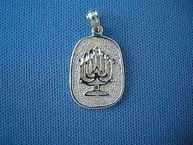 Picture of #G183-W White Gold Menorah Medallion