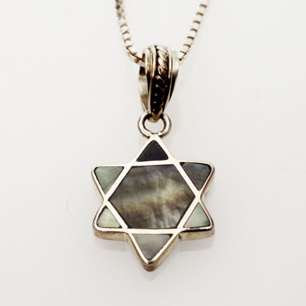Picture of #B530-B Black Mussel Shell and Sterling Silver Mini Star of David