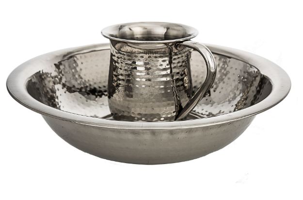 Picture of #5750-S  Nickel Hammered wash cup and bowl
