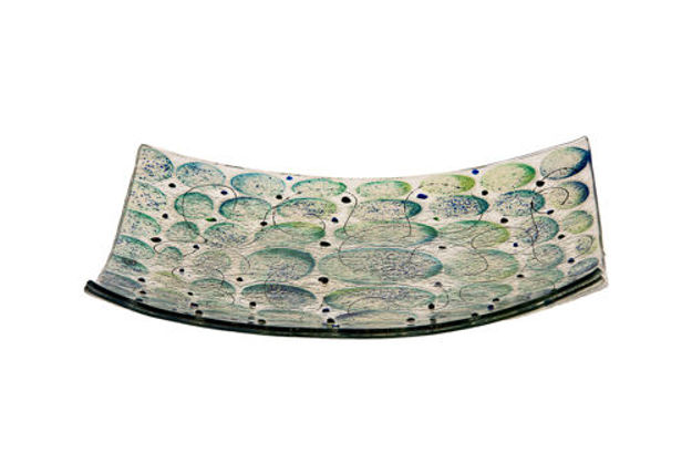 Picture of C830-M Blue/Green Matzah Plate Glass