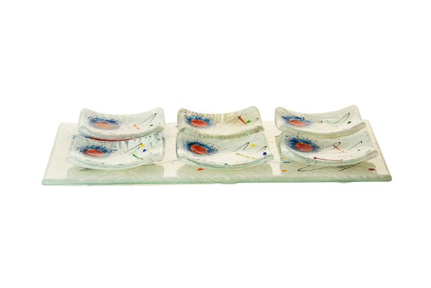 Picture of C829-S White Seder plate Glass disc