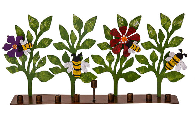 Picture of #257- Metal Bee and Flower Menorah