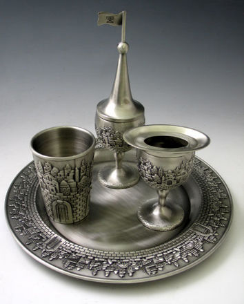 Picture of #4214-P Havdallah Set Pewter Jerusalem Design