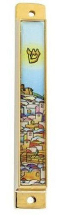 Picture of #4868 Mezuzah Enamel Jerusalem City