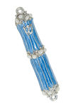 Picture of #127 Mezuzah Enamel light blue with stones