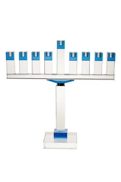 Picture of #16378-B Menorah Crystal Blue