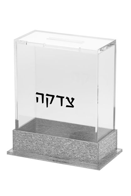 Picture of #269-S  Tzedakah box Silver Lucite