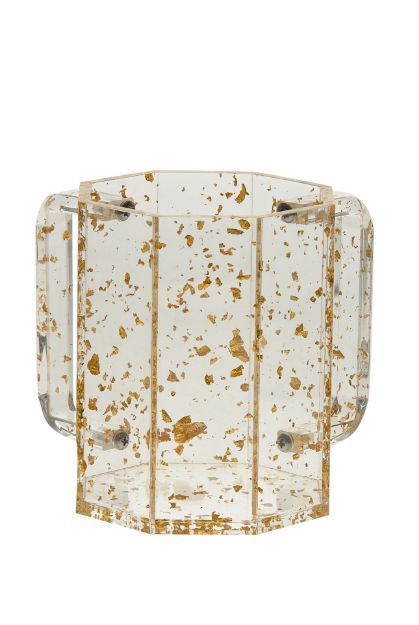 Picture of 7073-G Wash Cup Lucite Gold Flakes Hexagon 
