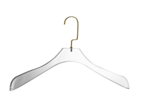 Picture of 1628-G Clear Lucite hangers with Gold Hook. Set of 6