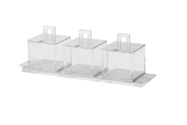 Picture of #1639-C Tray with 3 Separate dishes Lucite  Cleas