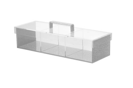 Picture of #1638-S Sectional 3 dishes Lucite Silver box with lid 