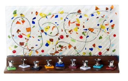 Picture of C827 Glass Multicolor Wall Menorah