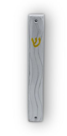 Picture of I102-S Mezuzah Silver Enamel with Gold shin