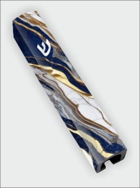 Picture of I111 Mezuzah  Blue/White Agate