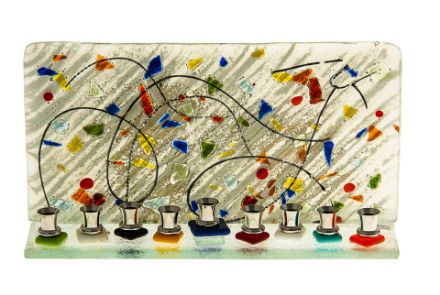 Picture of C825 Glass Multicolor Wall Menorah