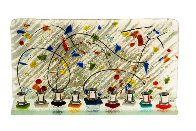 Picture of C825 Glass Multicolor Wall Menorah