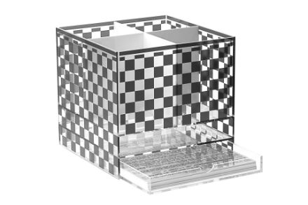 Picture of 1621-BC  Utility and Napkin Holder Lucite  Black and Clear with 6 Benchers