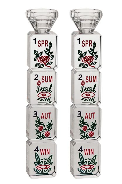 Picture of 423-L Mahjongg Candlesticks Crystal Large 